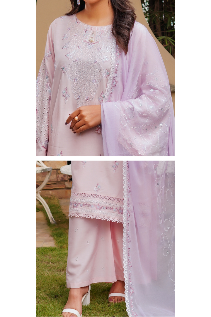 Shaanse Cyra Vol-2 Cotton Silk 3PCS Ready to Wear Collection Jan-26 | Pink