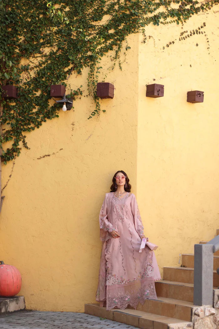 Noor By Saadia Asad Luxe Chikenkari Unstitched Collection 2026 | D2-A Pink - Mirha Fashion