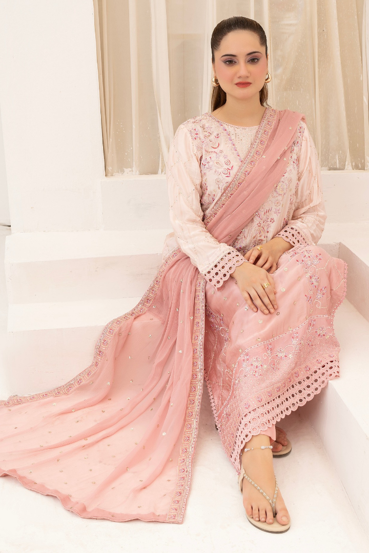 Shaanse Luxury Ombre Silk Ready to Wear Collection 2026 | Peach