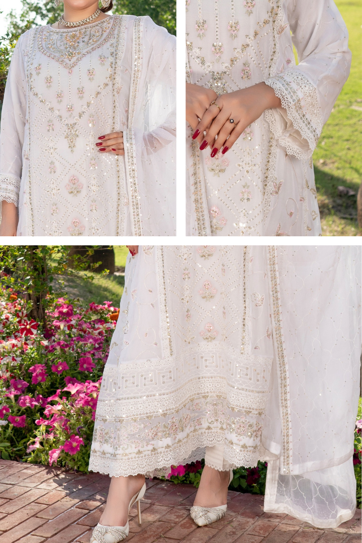 Agha Noor Luxury Gowns Rimjhim Vol-05 Ready to Wear Collection | White - Mirha Fashion