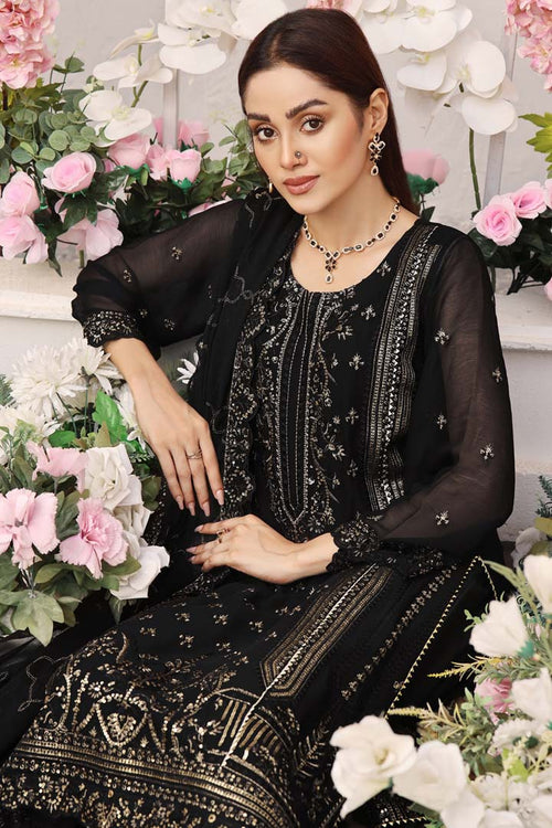 Manahil Lakhani Dastan Luxury Chiffon Unstitched Collection | D01 – Black