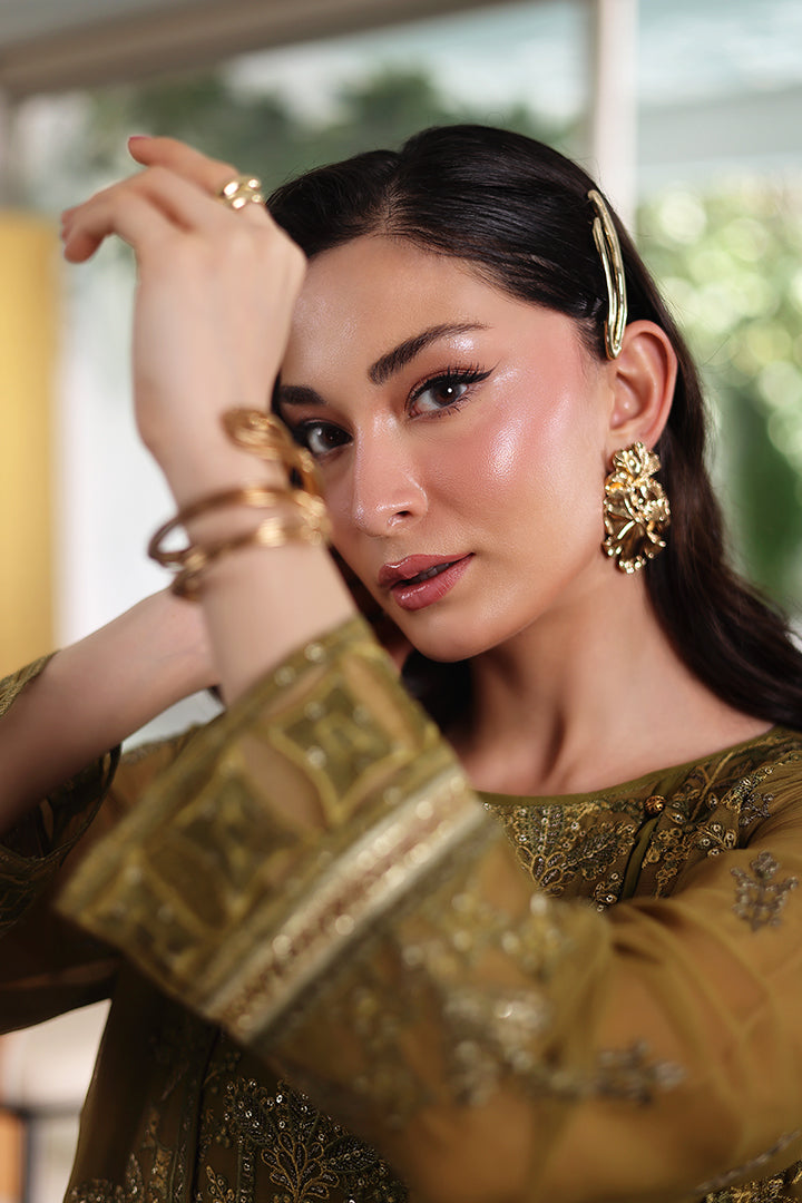 Manahil Lakhani Luminara Unstitched Chiffon Collection |Sage