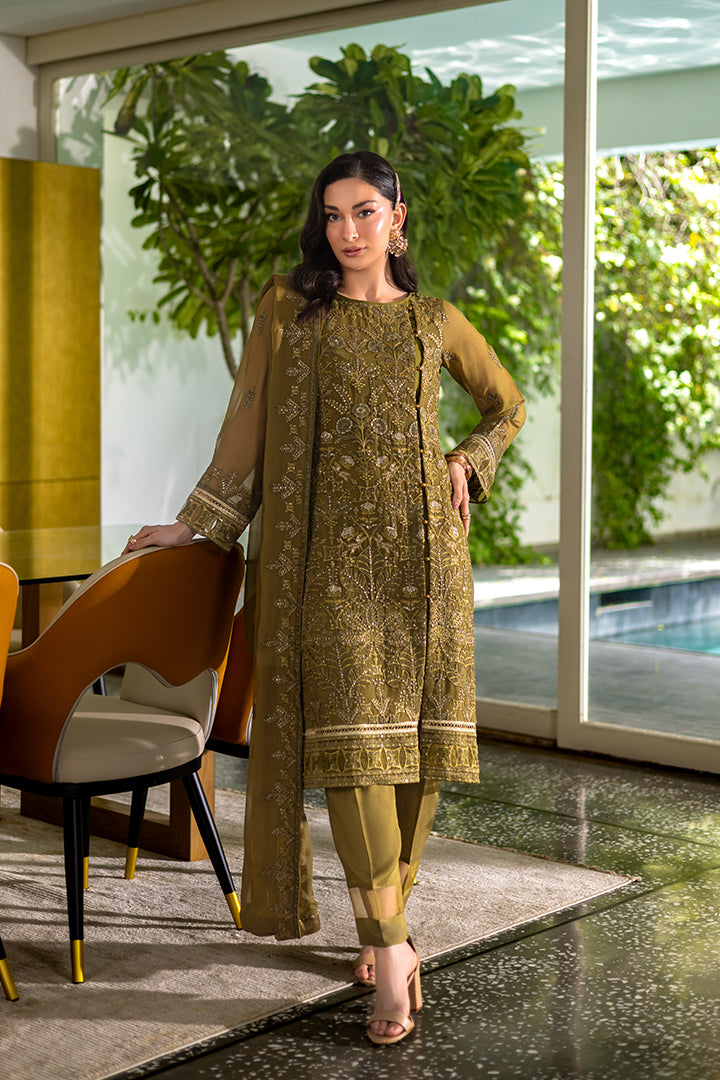 Manahil Lakhani Luminara Unstitched Chiffon Collection |Sage