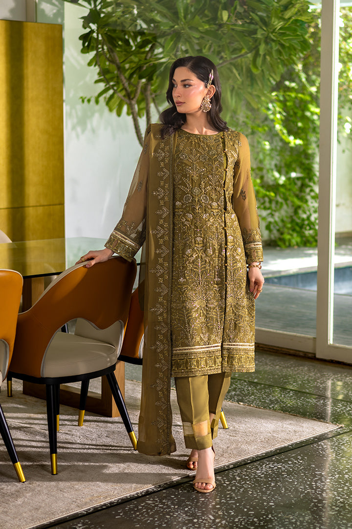 Manahil Lakhani Luminara Unstitched Chiffon Collection |Sage