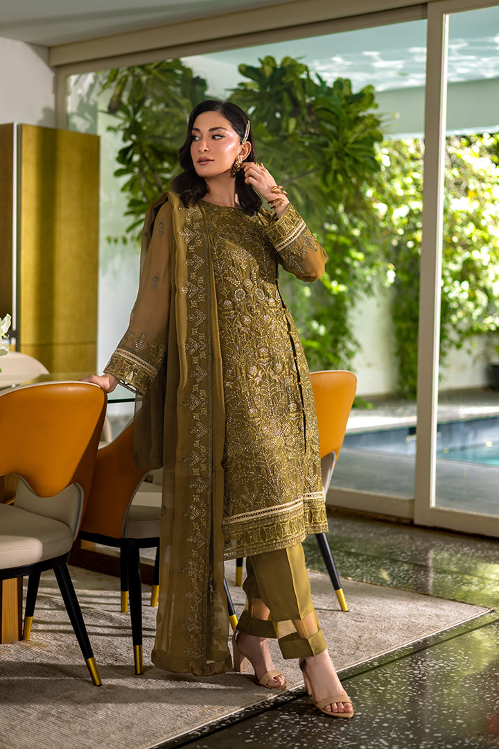 Manahil Lakhani Luminara Unstitched Chiffon Collection |Sage