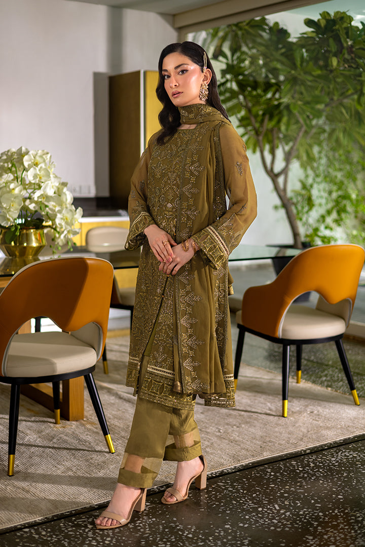 Manahil Lakhani Luminara Unstitched Chiffon Collection |Sage