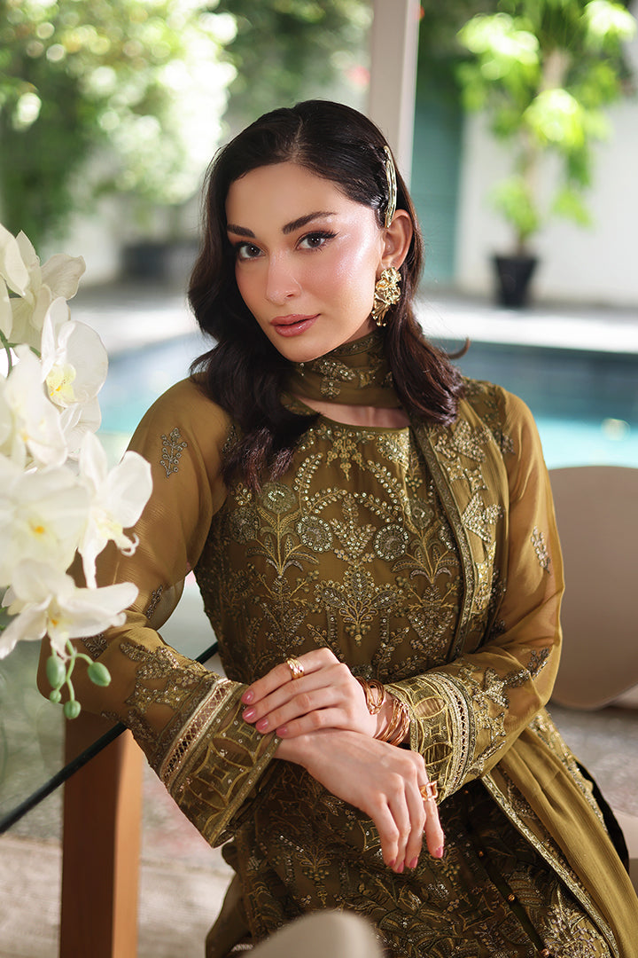 Manahil Lakhani Luminara Unstitched Chiffon Collection |Sage