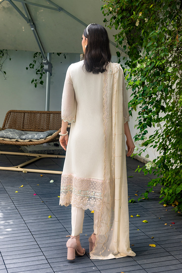 Manahil Lakhani Luminara Unstitched Chiffon Collection |Ivory