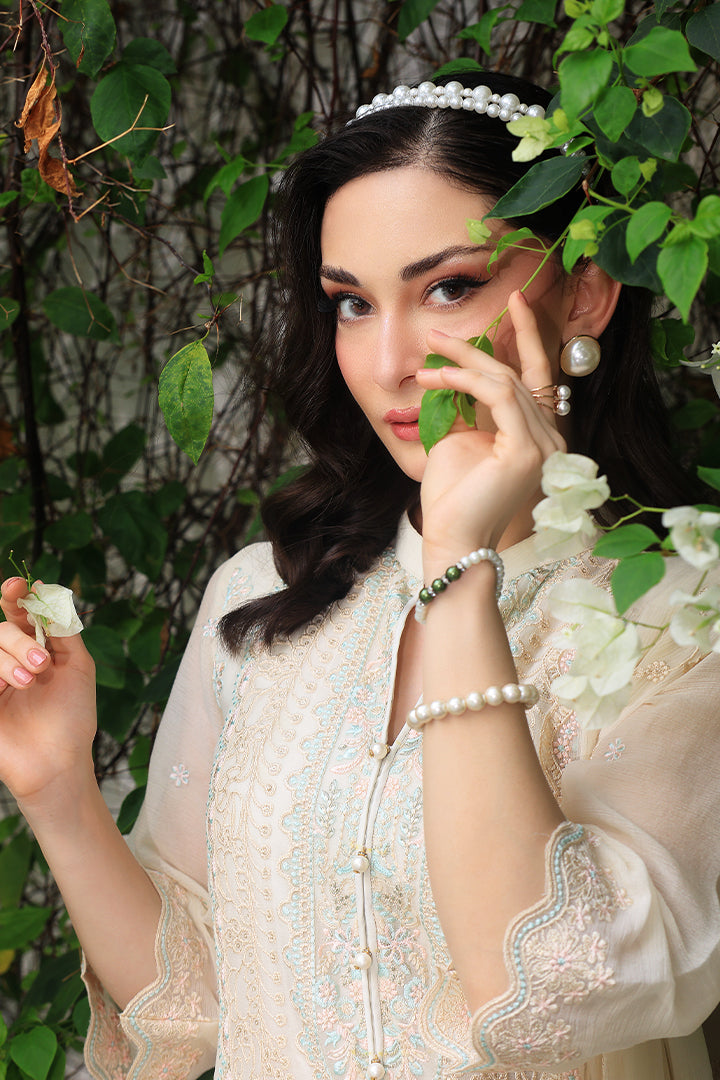 Manahil Lakhani Luminara Unstitched Chiffon Collection |Ivory