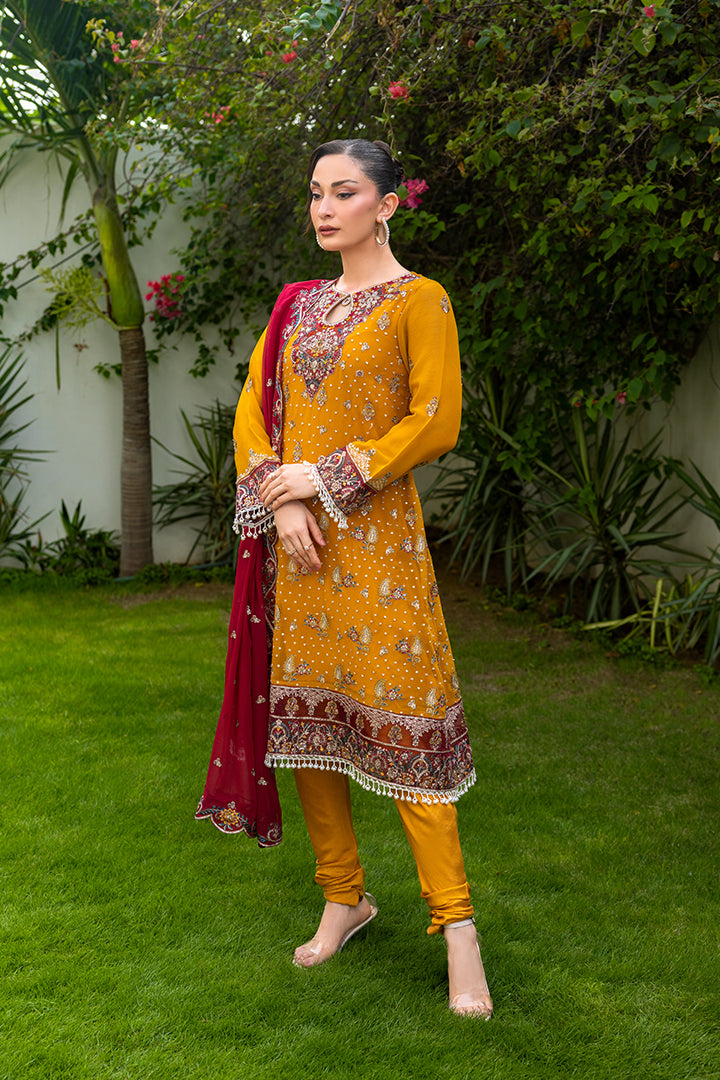 Manahil Lakhani Luminara Unstitched Chiffon Collection |Amber