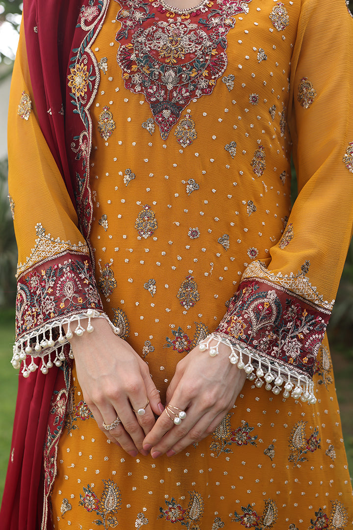 Manahil Lakhani Luminara Unstitched Chiffon Collection |Amber