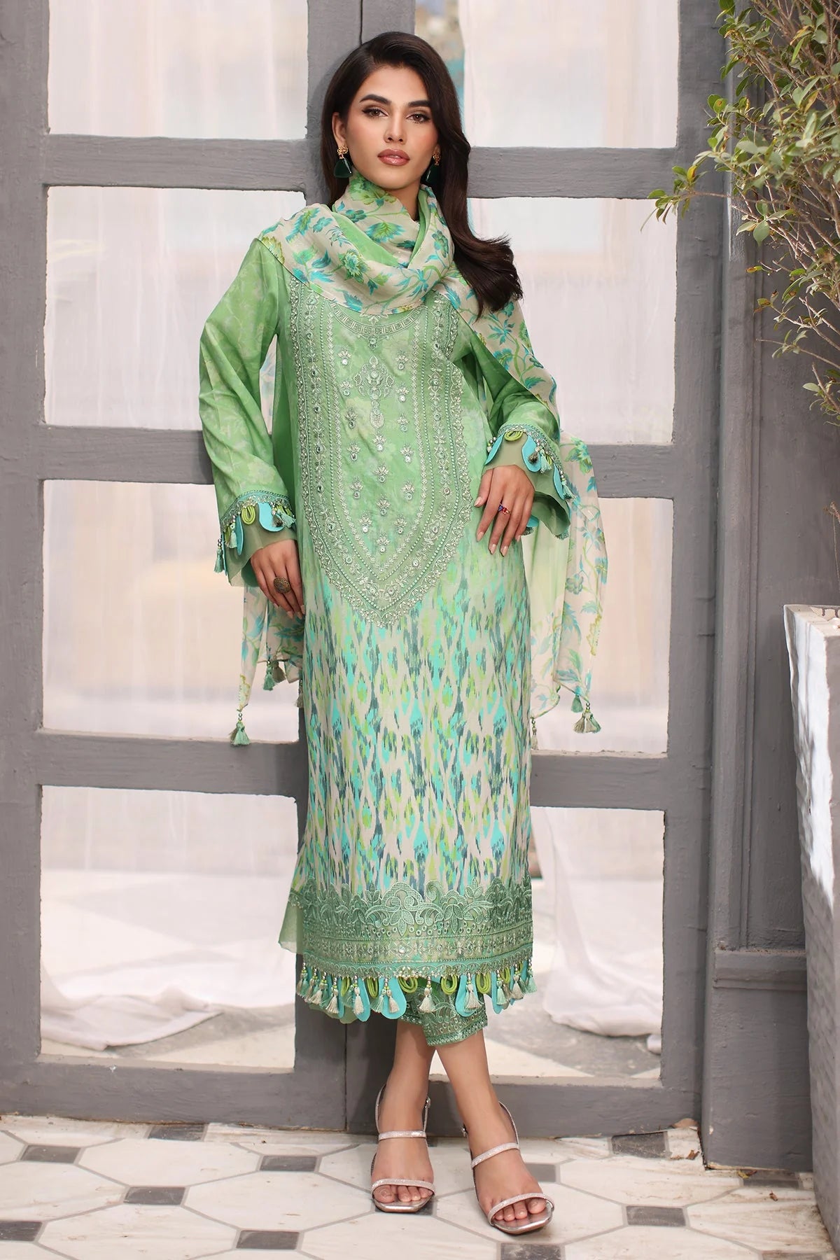 Charizma Embroidered Lawn With Printed Chiffon Dupatta | CCS4-01