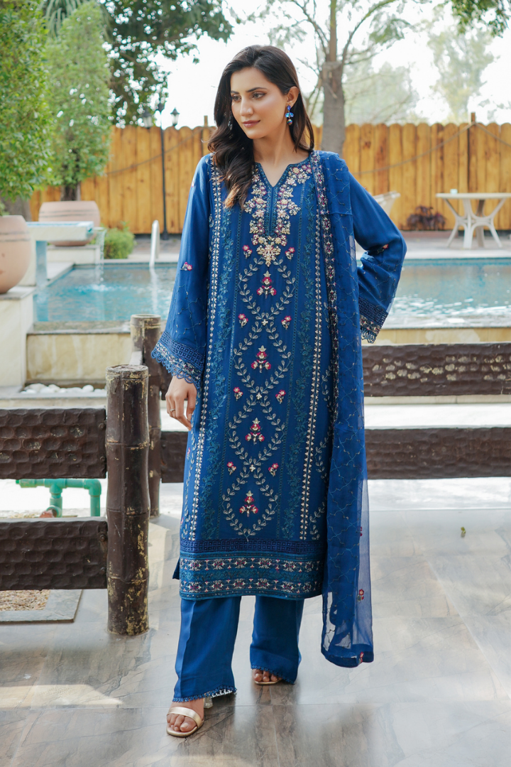 Agha Noor Sehnai Handwork Eid Ready To Wear Collection 2026 | Blue - Mirha Fashion