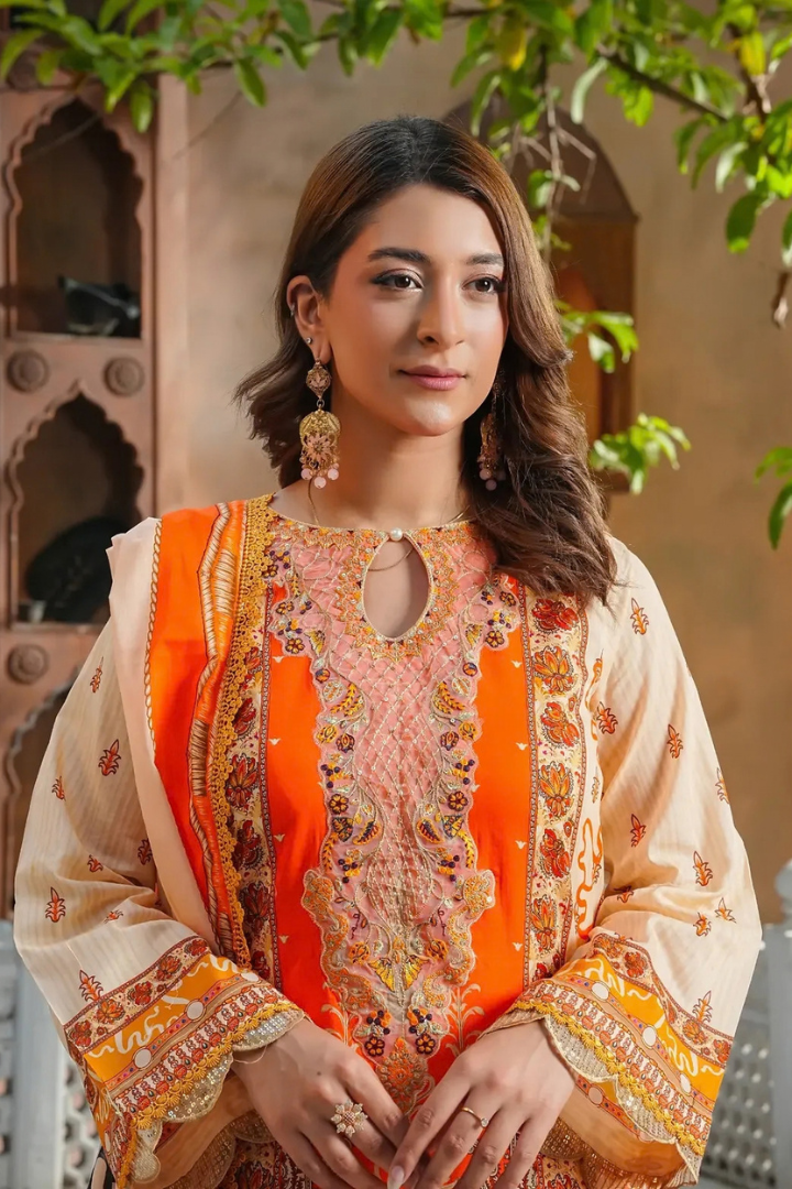 Shaanse Monsoon Luxury pret Cotton Ready to Wear Collection 2026 | Offwhite Orange