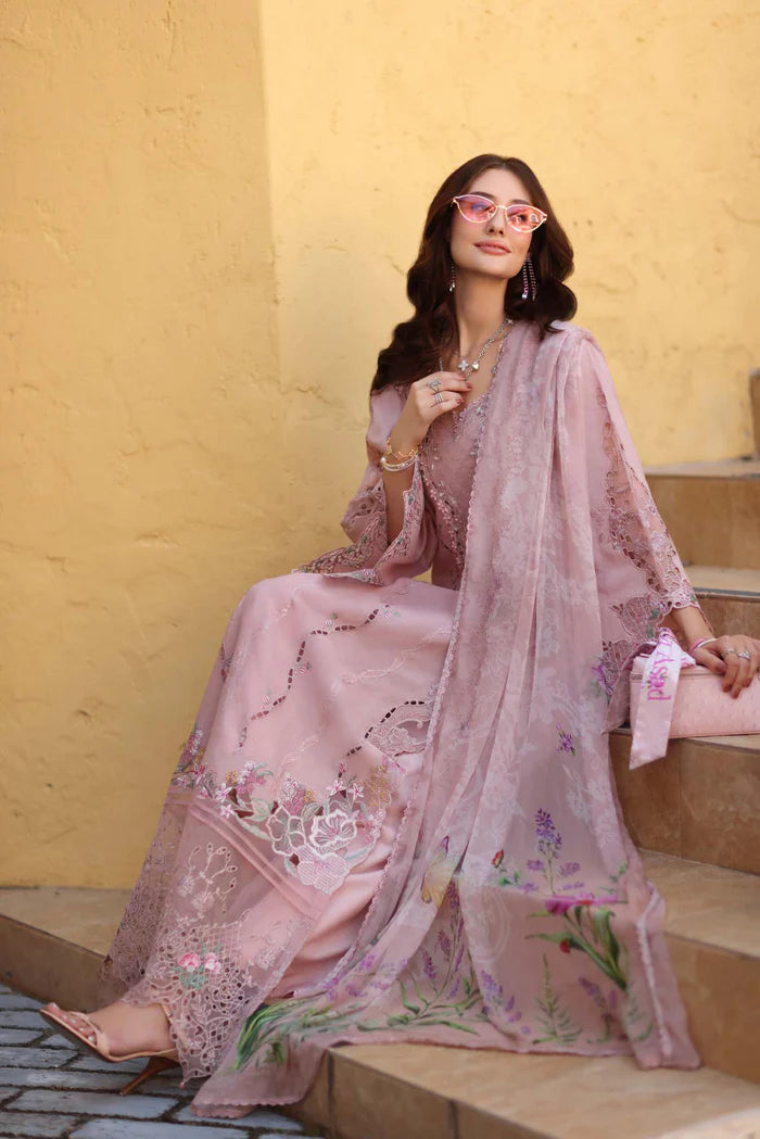 Noor By Saadia Asad Luxe Chikenkari Unstitched Collection 2026 | D2-A Pink - Mirha Fashion