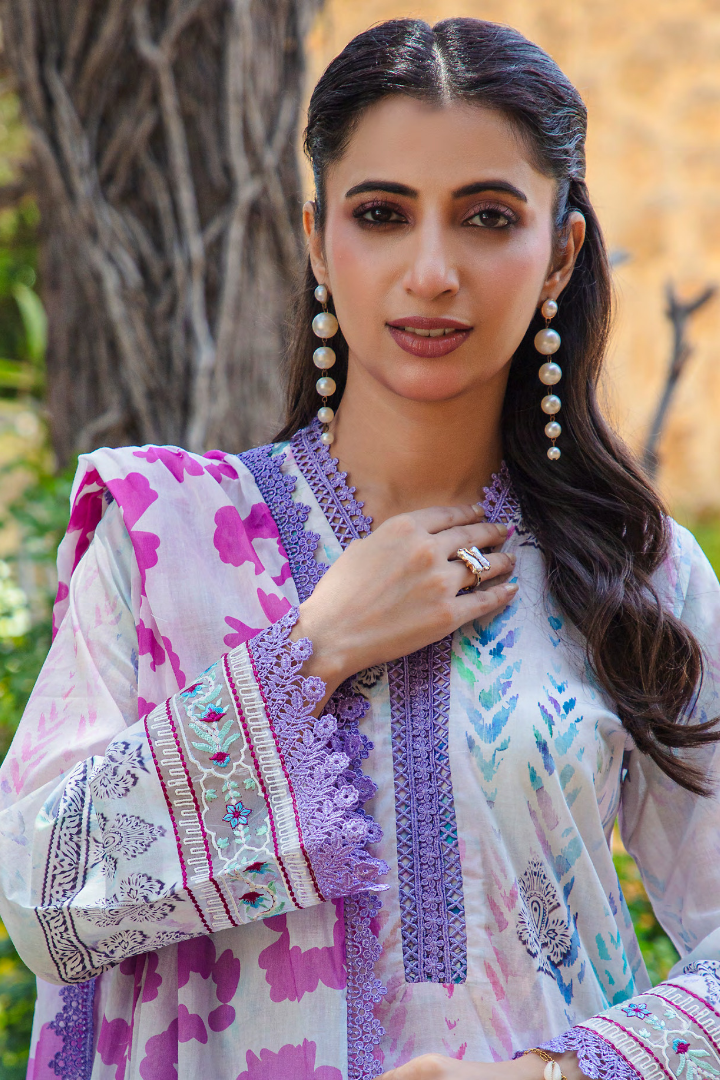 Shaanse Cotton Guldan Drop-1 Ready to Wear Collection 2026 | Purple - Mirha Fashion