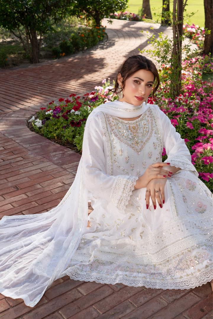 Agha Noor Luxury Gowns Rimjhim Vol-05 Ready to Wear Collection | White - Mirha Fashion