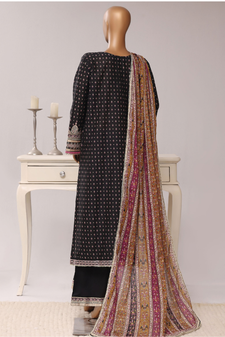 Sadabahar Regal Festive Emb Lawn Vol-3 Ready to Wear Collection | Black