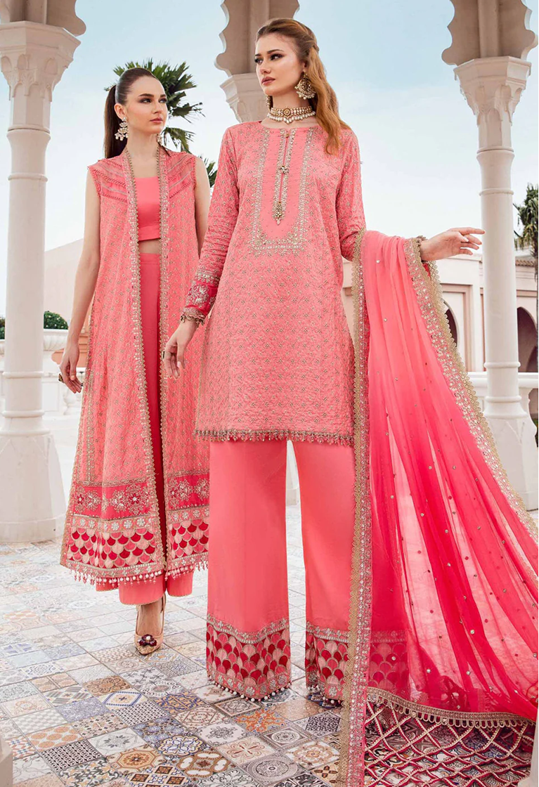 MARIA B. UNSTITCHED EMBROIDERED SATEEN COLLECTION 2024 | D-01 - CST - Mirha Fashion