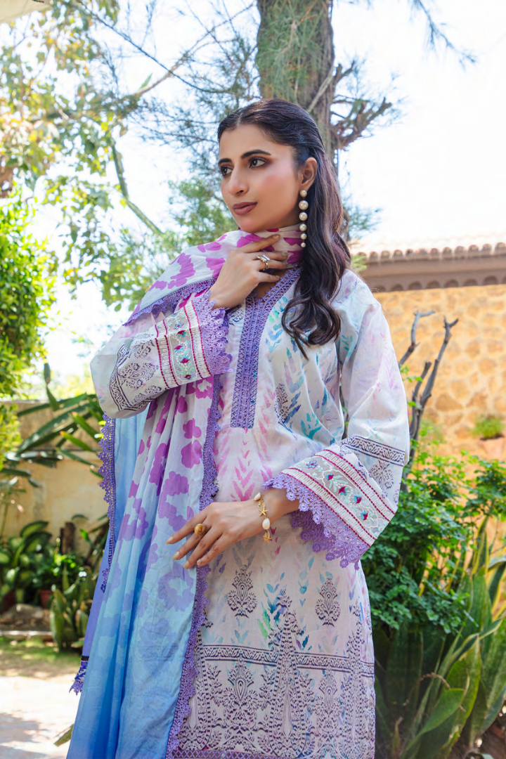 Shaanse Cotton Guldan Drop-1 Ready to Wear Collection 2026 | Purple - Mirha Fashion