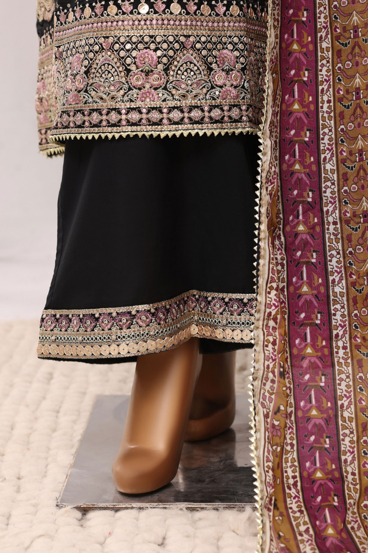 Sadabahar Regal Festive Emb Lawn Vol-3 Ready to Wear Collection | Black