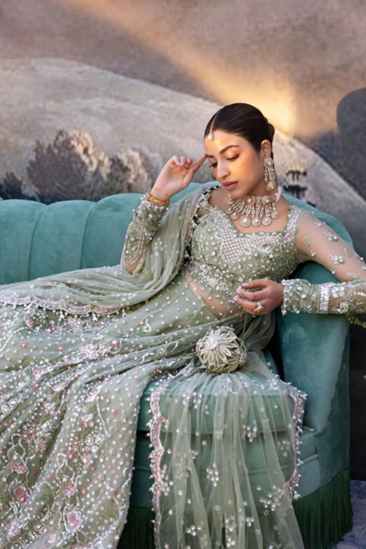 Sadaf Fawad Khan Siraa Festive 3 PCS Unstitched | SEAFOAM