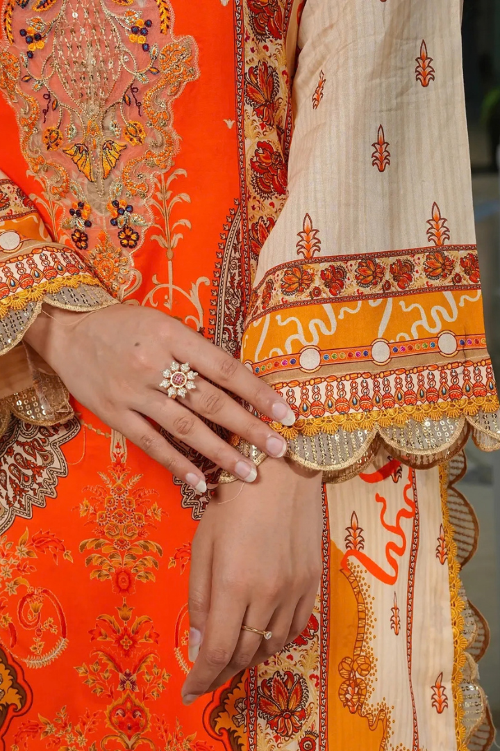 Shaanse Monsoon Luxury pret Cotton Ready to Wear Collection 2026 | Offwhite Orange