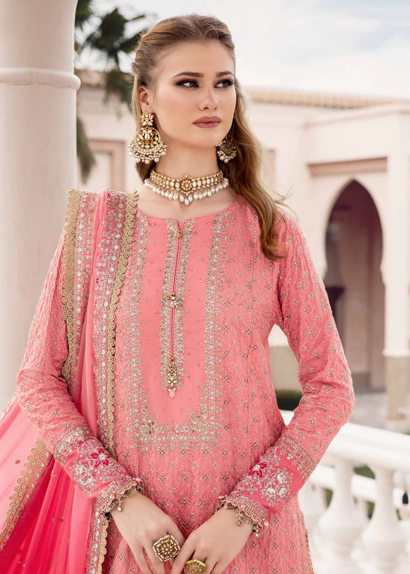 MARIA B. UNSTITCHED EMBROIDERED SATEEN COLLECTION 2024 | D-01 - CST - Mirha Fashion