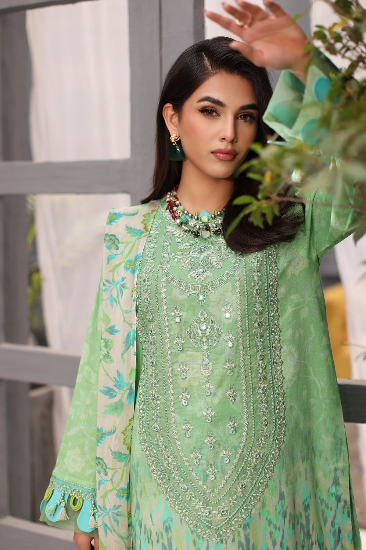 Charizma Embroidered Lawn With Printed Chiffon Dupatta | CCS4-01