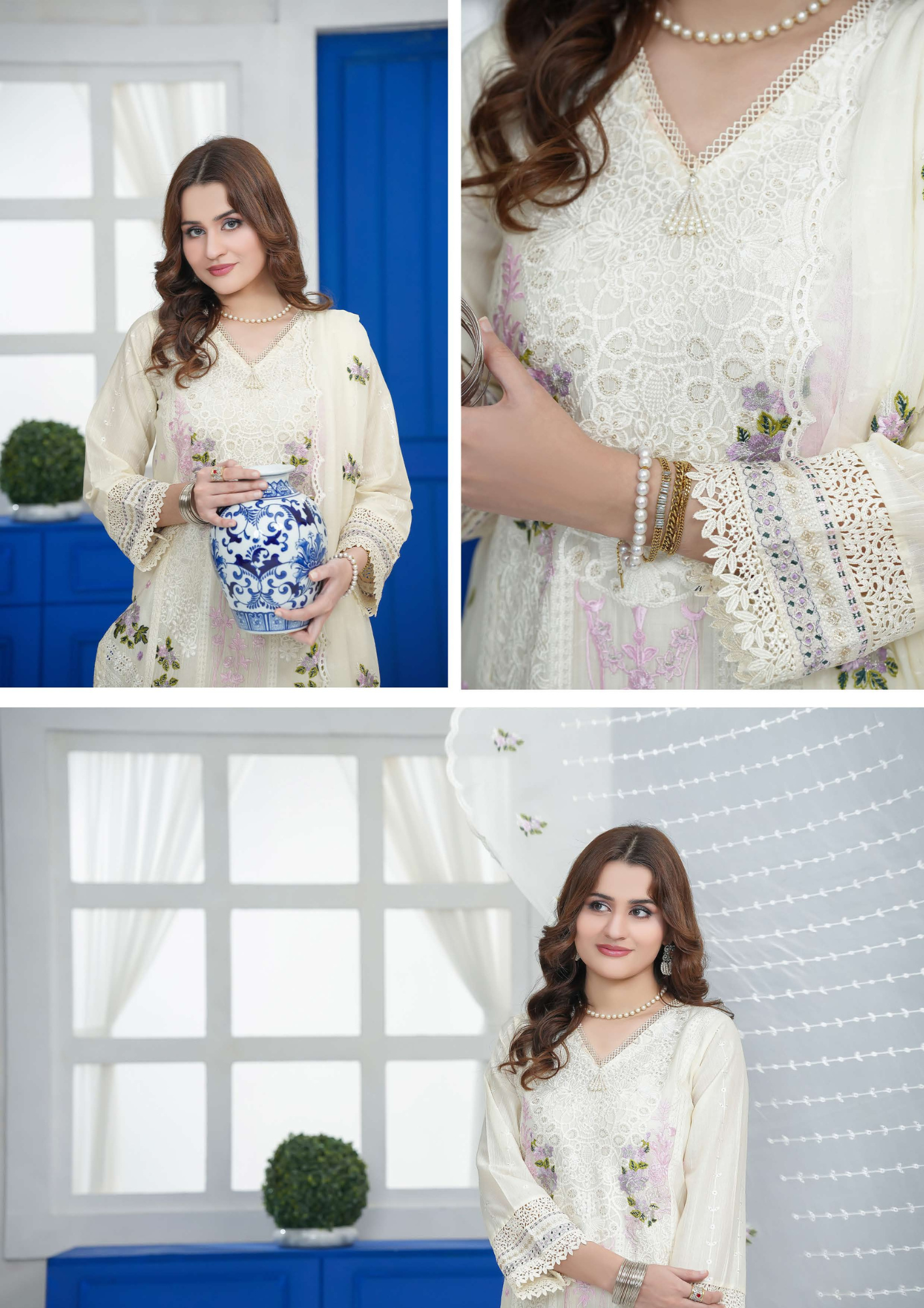 Agha Noor Cotton Ready To Wear Collection Khushi | Off White