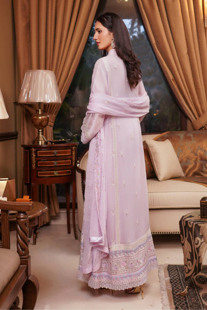 Aghanoor Afsanaay Chiffon Gown 3PCS Ready to Wear Collection | Lavender
