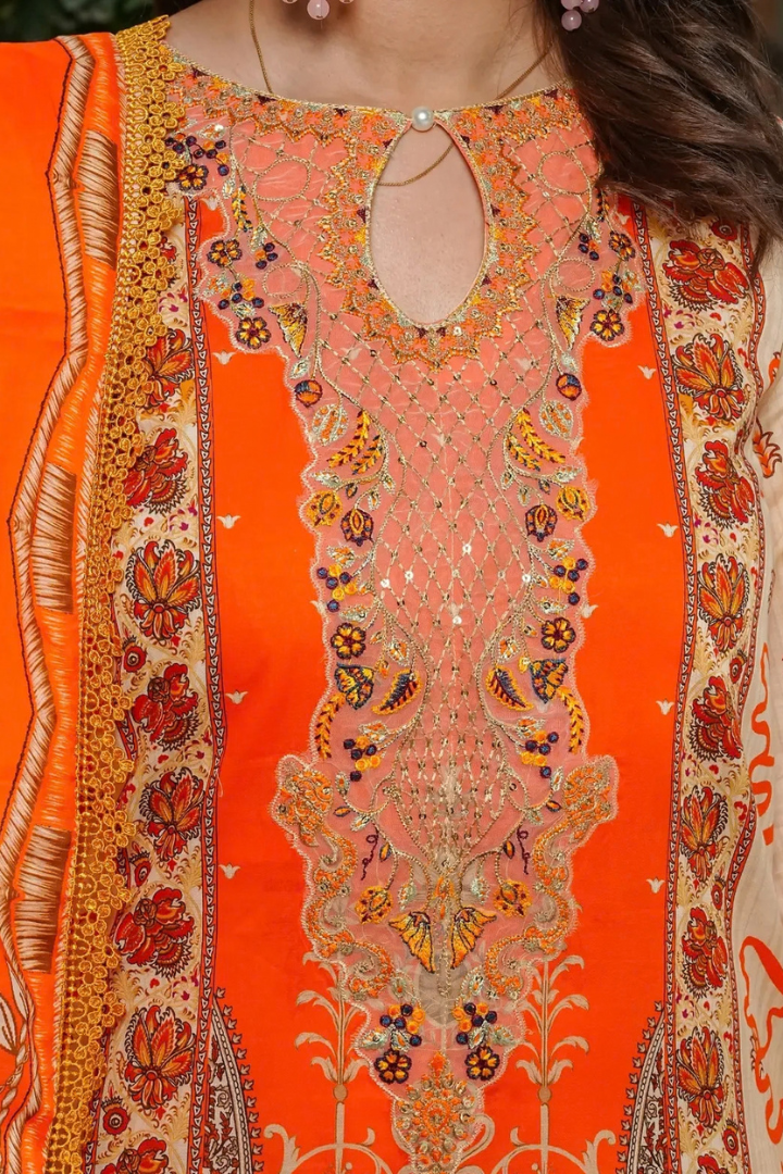 Shaanse Monsoon Luxury pret Cotton Ready to Wear Collection 2026 | Offwhite Orange