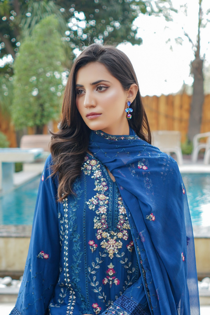 Agha Noor Sehnai Handwork Eid Ready To Wear Collection 2026 | Blue - Mirha Fashion