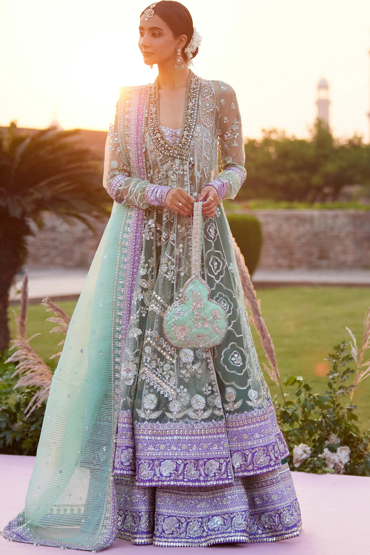 Zaha Gossamer Wedding Festive 2025 3 PCS Unstitched Collection | ZARQAH-E-PISTACHIO ZC 25-03