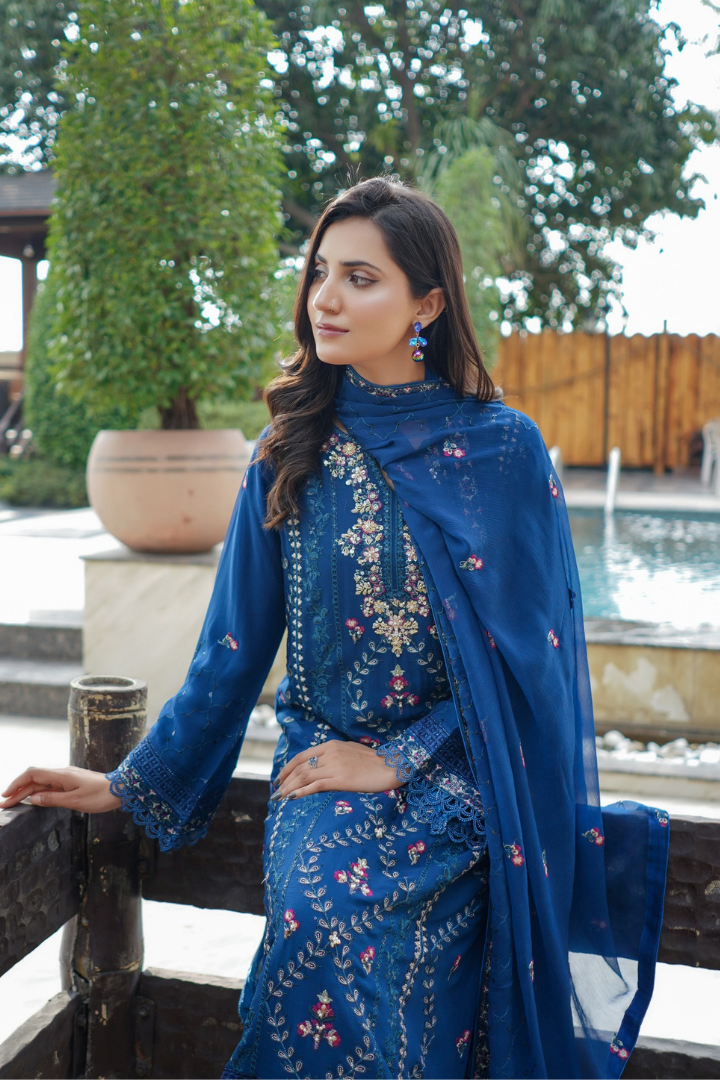 Agha Noor Sehnai Handwork Eid Ready To Wear Collection 2026 | Blue - Mirha Fashion