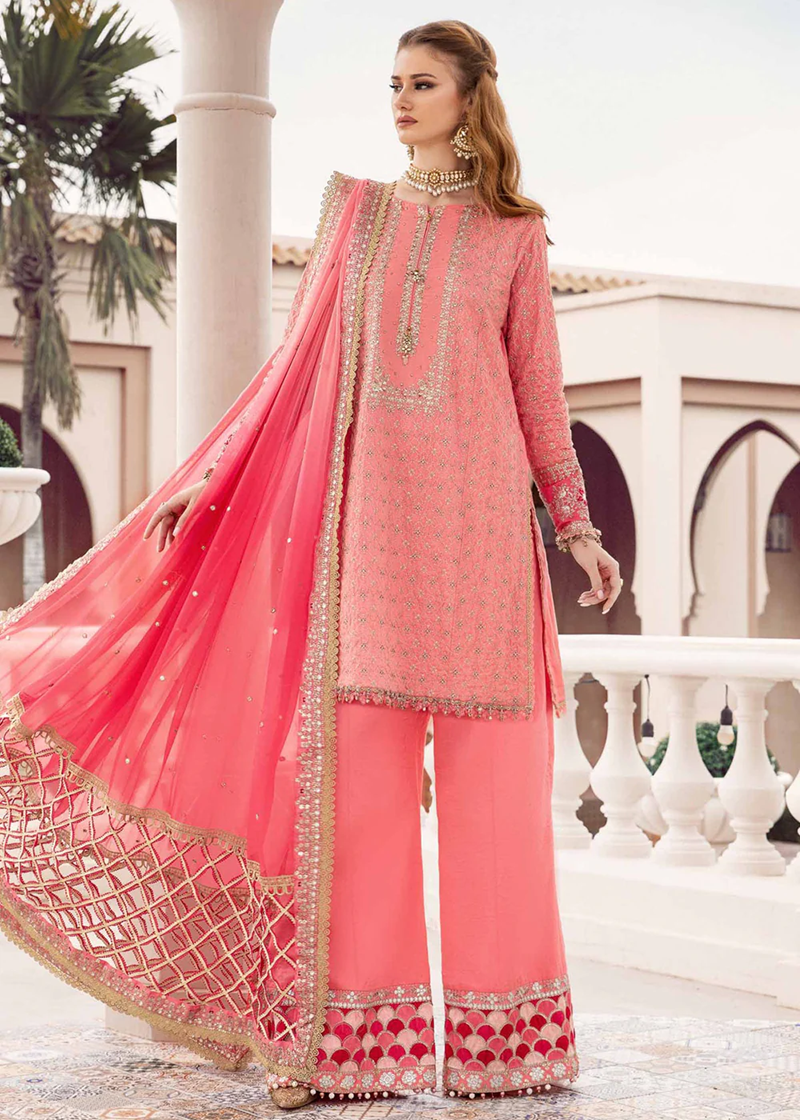 MARIA B. UNSTITCHED EMBROIDERED SATEEN COLLECTION 2024 | D-01 - CST - Mirha Fashion