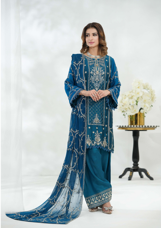 Shanse Silk Embroidered 3PCS Ready-to-Wear Farshi Shalwar | Zinc