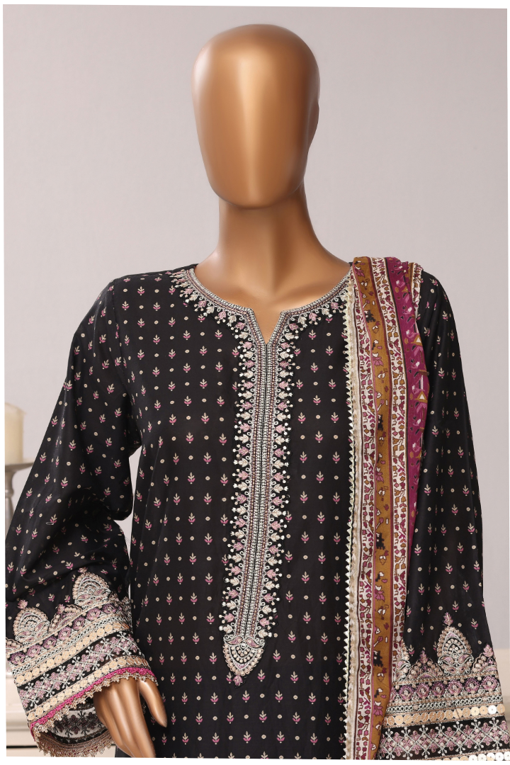 Sadabahar Regal Festive Emb Lawn Vol-3 Ready to Wear Collection | Black