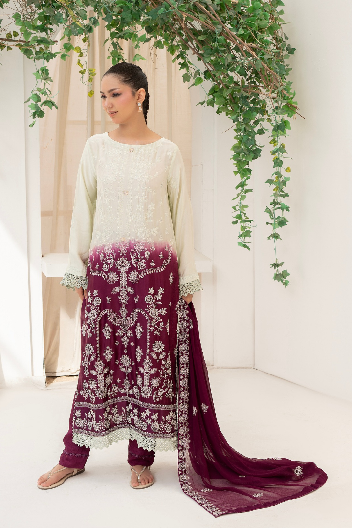 Shaanse Luxury Ombre Silk Ready to Wear Collection 2026 | Pista Green