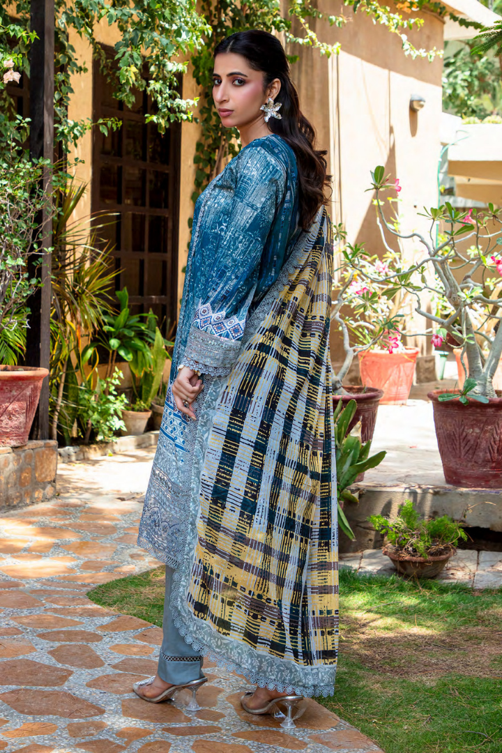 Shaanse Cotton Guldan Drop-1 Ready to Wear Collection 2026 | Blue - Mirha Fashion