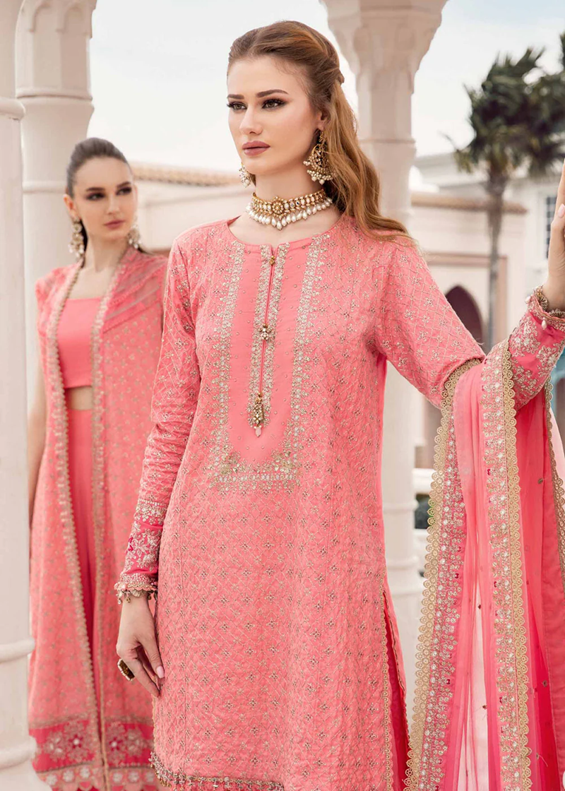 MARIA B. UNSTITCHED EMBROIDERED SATEEN COLLECTION 2024 | D-01 - CST - Mirha Fashion