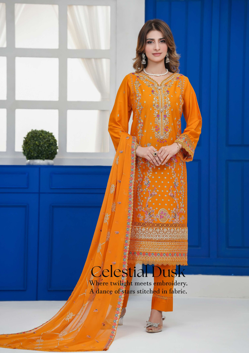 Agha Noor Cotton Ready To Wear Collection Khushi | Orange - Mirha Fashion