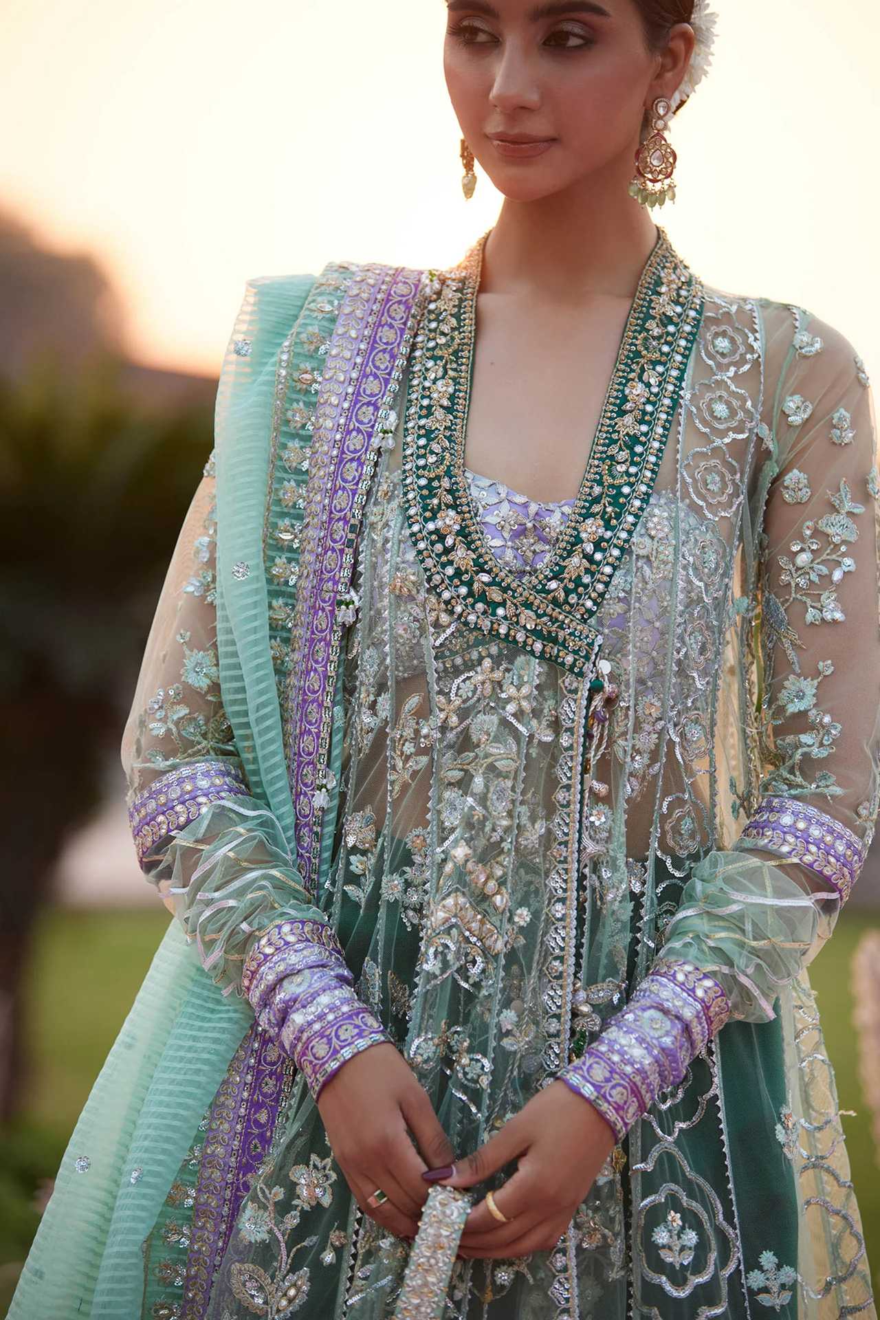 Zaha Gossamer Wedding Festive 2025 3 PCS Unstitched Collection | ZARQAH-E-PISTACHIO ZC 25-03