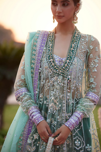 Zaha Gossamer Wedding Festive 2025 3 PCS Unstitched Collection | ZARQAH-E-PISTACHIO ZC 25-03