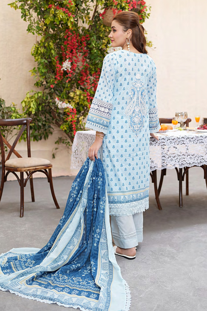 Shaanse Khuwab Vol-2 Ready To Wear Emb Cotton Collection 2026 | Sky Blue - Mirha Fashion