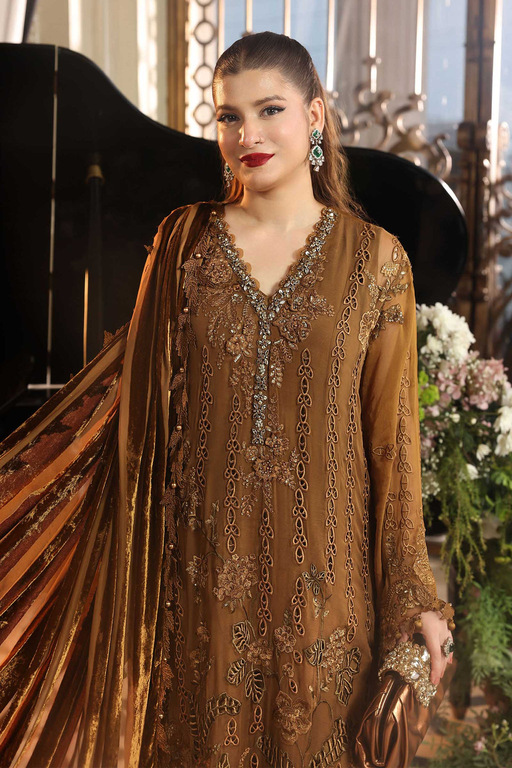 Maria B Chiffon Unstitched  Collection  2026 | MPC-26-205-Mustard