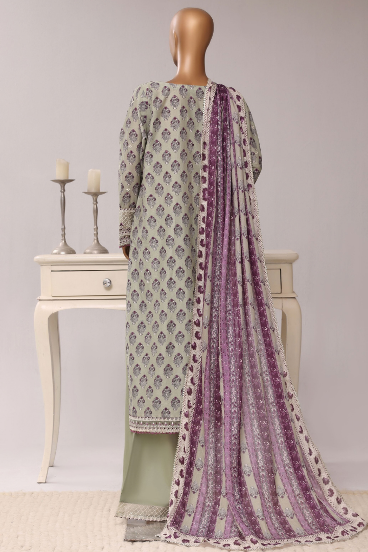 Sadabahar Regal Festive Emb Lawn Vol-3 Ready to Wear Collection | Light Green