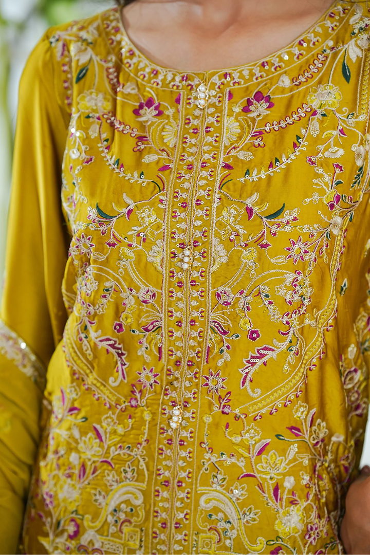 Shaanse Mehroo Cotton Silk 3PCS Ready to Wear Collection Jan-26 | Mustard