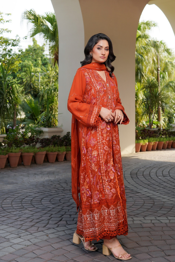 Agha Noor Luxury Gowns Afsanay Ready to Wear Collection | Rust