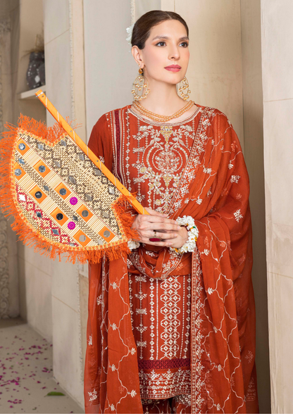 Agha Noor Chiffon Gharara Roshni Ready to Wear Collection 2025 D08 | Rust